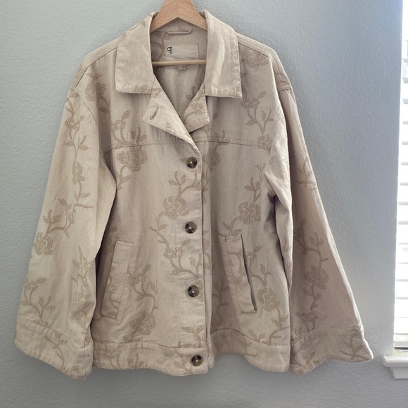 Anthropologie Pilcro Oversized Embroidered Button Down Jacket - Picture 7 of 16